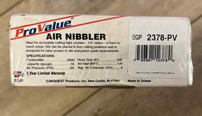 Carquest Premium Air Nibbler Assembly 16 Gauge Cutting Capacity 1/4 NPT 2378PV