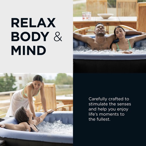 MSpa Square Inflatable 4 to 6 Person Bubble Spa w/Energy Efficient Cover, Tekapo - Picture 6 of 12