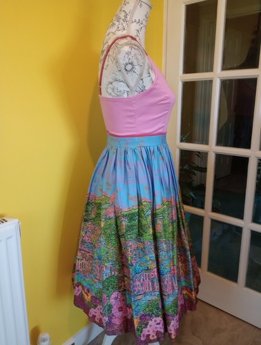 Lindy Bop Honor Riviera Border Print Swing Dress UK Size 6-8 (US Size 2-4) - Picture 10 of 14