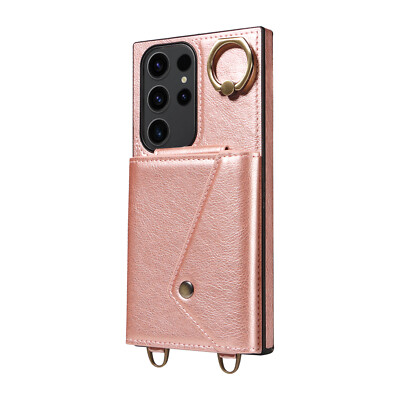 Leather Wallet Case w/ Crossbody Strap For Samsung Galaxy S23 Plus S21 FE S22