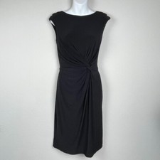 Lauren Ralph Lauren Black Sleeveless Jersey Dress – Size 4 – Knot Detail – Work