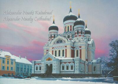 Alexander Nevsky Cathedral Postcard Winter Snow Tallinn Estonia Free Ship New