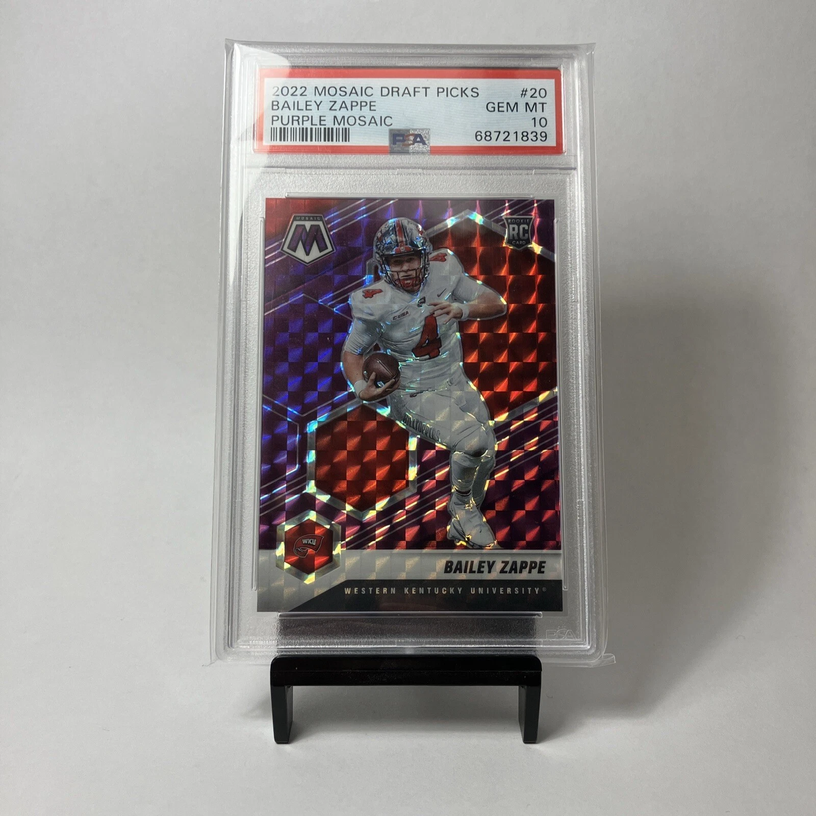 Bailey Zappe Panini Mosaic Draft Picks #20 Purple Mosaic