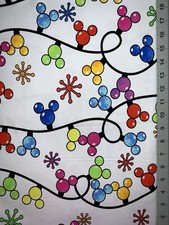 Mickey Mouse Christmas Lights Custom Fabric Fat Quarter 18x28 Cotton Spandex
