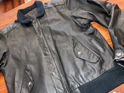 Vintage Echtes Leder Mens S Leather Bomber Motorcycle Jacket