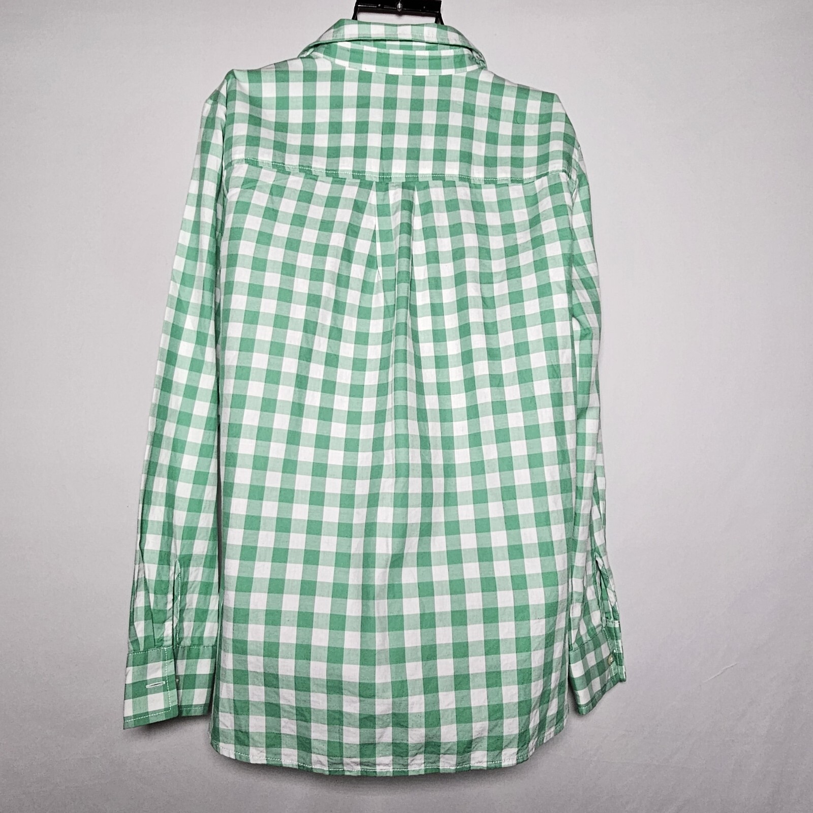 LOFT button down gingham long Checkered sleeve to… - image 7