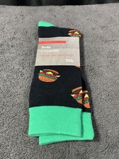 Cheeseburgers Hamburgers Beef Buns Black Novelty Fashion Dress Socks 1 Size