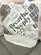 White Lululemon Reusable Goals Tote Black Text 14 x 16 Bag Shopping Motivational