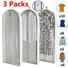 3 Pcs 40" Garment Bag Travel Suit Dress Storage Bag Clear Cover Full Zipper Coat