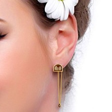 Natural Smoky Topaz 18K Gold Plated 925 Sterling Silver Dangle Earrings Jewelry