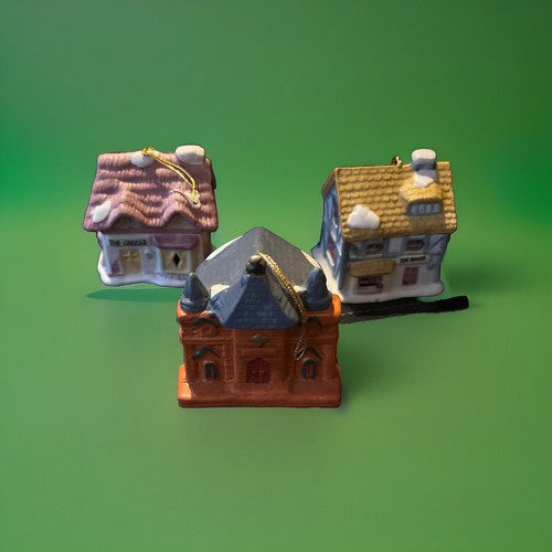 Readers Digest Christmas House Ornaments Retro Vintage Set of 3