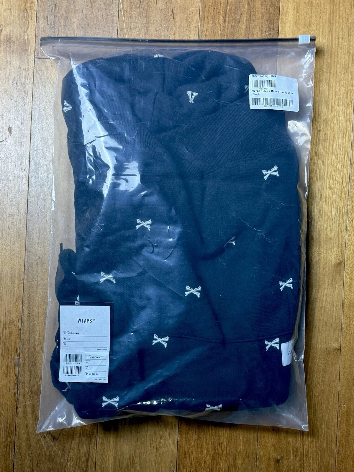 ACNE STUDIOS Felpa con cappuccio WTAPS Acne Bones nera taglia 2 (M) ricamata giapponese