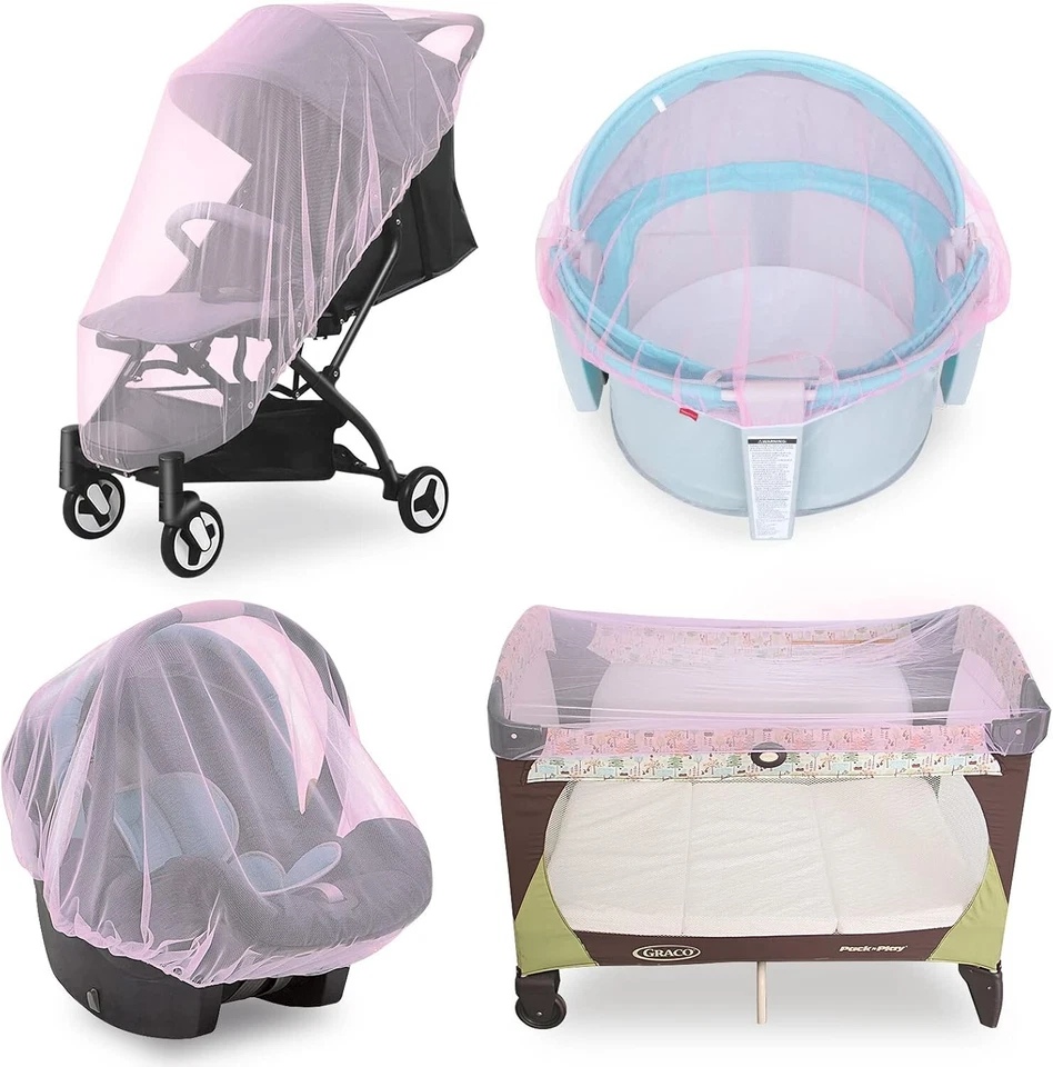 Baby Mosquito Net for Stroller/Bassinets/Cradles/Playards 4 Colors Opt Reusable - Image 2 of 4