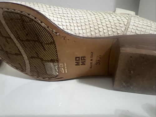 MOMA Python Leather Ankle Boots Sz 7.5 Ivory - Picture 6 of 8