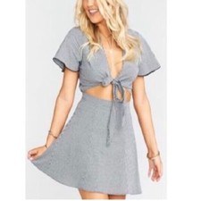 Show Me Your Mumu Melanie Dress Mini Black White Checks Plaid Bow Tie Cut Out M