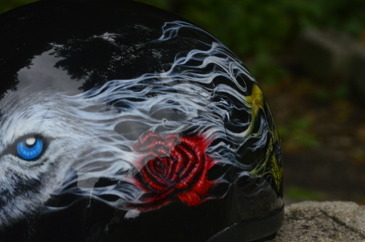 FREE SHIPPING!! CUSTOM AIRBRUSHED! Motorcycle Half Helmet | eBay