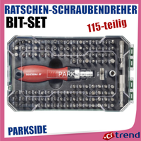 Parkside Ratschen-Schraubendreher Bit-Set 115-Teilig, Vielseitig Einsetzbar