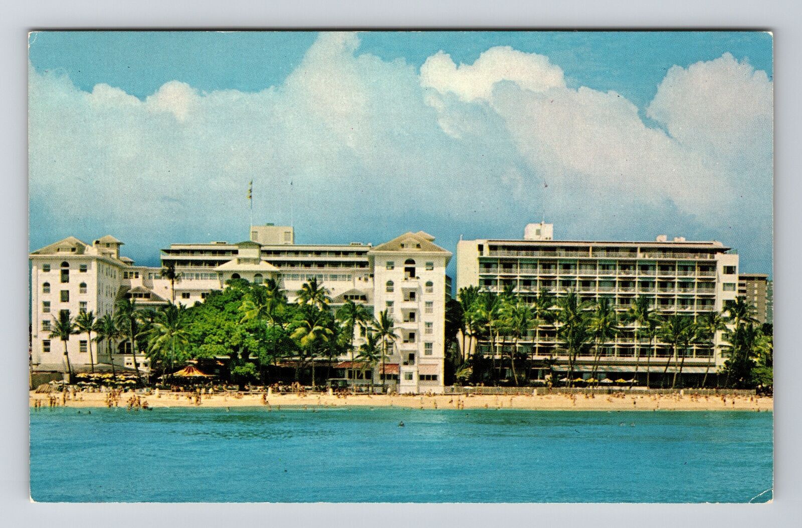 Waikiki HI-Hawaii, Moana Hotel, Scenic Beach View, Vintage Postcard