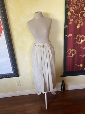 Vintage NOS NWT Courreges Pleated 12 Skirt 70 s 80 s Linen Beige $250 TAG Museum