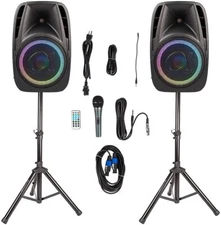 PAIR ALPHASONIK ALL-IN-ONE 10" POWERED 1200W PRO DJ AMPLIFIED W/ BLUETOOTH USB