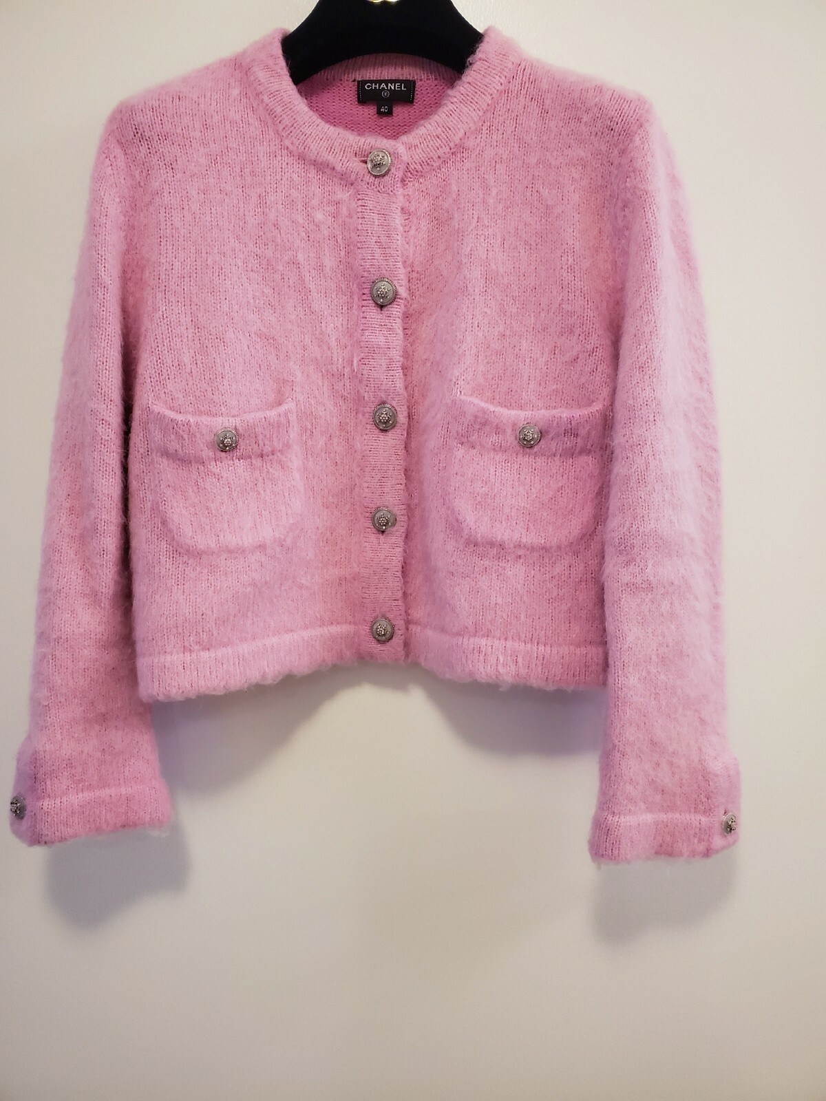 pink chanel cardigan