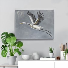 Crane Bird Painting In Oil Patels 18" X 24" On Canvas