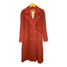 First Avenue Wool & Cashmere Blend Burgundy Long Sleeved Coat Uk Size 12