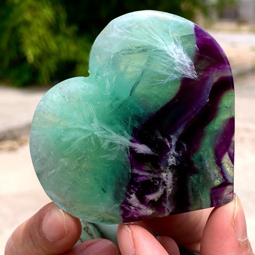 135G Natural fluorite feather crystal heart-shaped hand polished love specimen - 第 10/17 張圖片