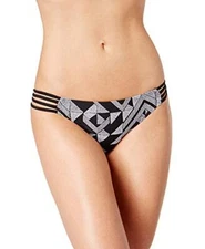 Hula Honey Juniors Black White Maze Muse Strappy Cheeky Bikini Bottom M