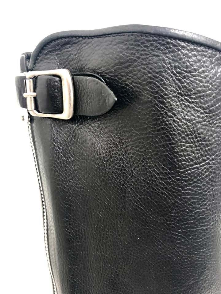 Botas de montar Roberto Del Carlo NEGRAS de cuero con hebillas y cremallera trasera tacón bajo para mujer 8 Foto 3 de 4