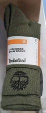 Timberland Men's Cushioned Crew Socks, [6 Pairs/ 12 Pack] Olive/Black Size 6-12