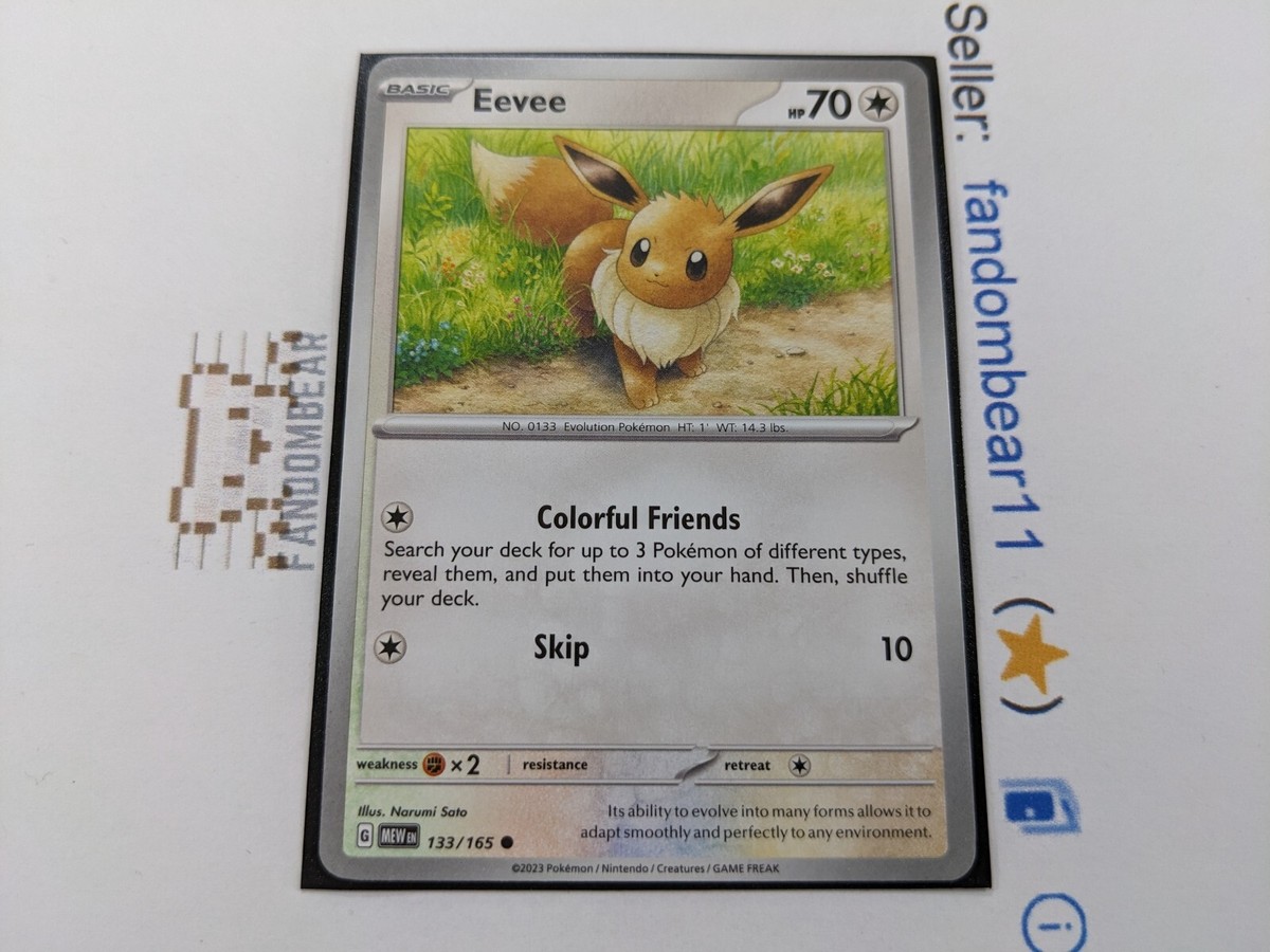 Eevee card 133/165 Scarlet & Violet 151 Pokemon 2023 Non-Holo NM