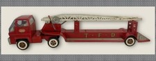 Vtg 1960s Tonka USA Aerial Ladder Fire Truck TFD Pressed Metal W/Working Ladder 