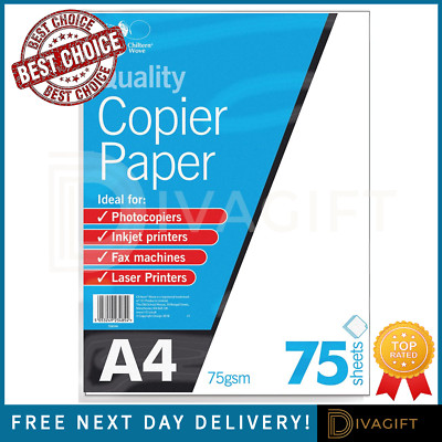 A4 KOPIERPAPIER 75 G/M² HELLWEISS DRUCKER BÜRO DRUCK BASTELN KOPIE 75 BLATT 