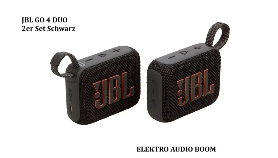 JBL Go 4 Duo 2er-Set Bluetooth-Lautsprecher Schwarz ⚫⚫⚫⚫⚫