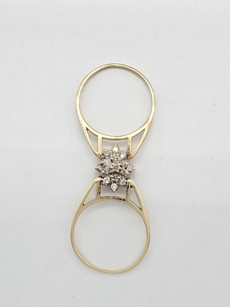 14K Solid Yellow Gold Ruby Diamond Flip Ring Size… - image 7