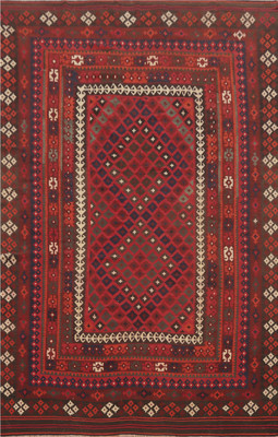 Vegetable Dye Hand Woven Kilim Oriental Area Rug 8x13 Ft Red Living Room Rug