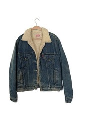 Vintage Levis Sherpa Trucker Jacket Mens 40R Denim Lined Made USA Western 90s