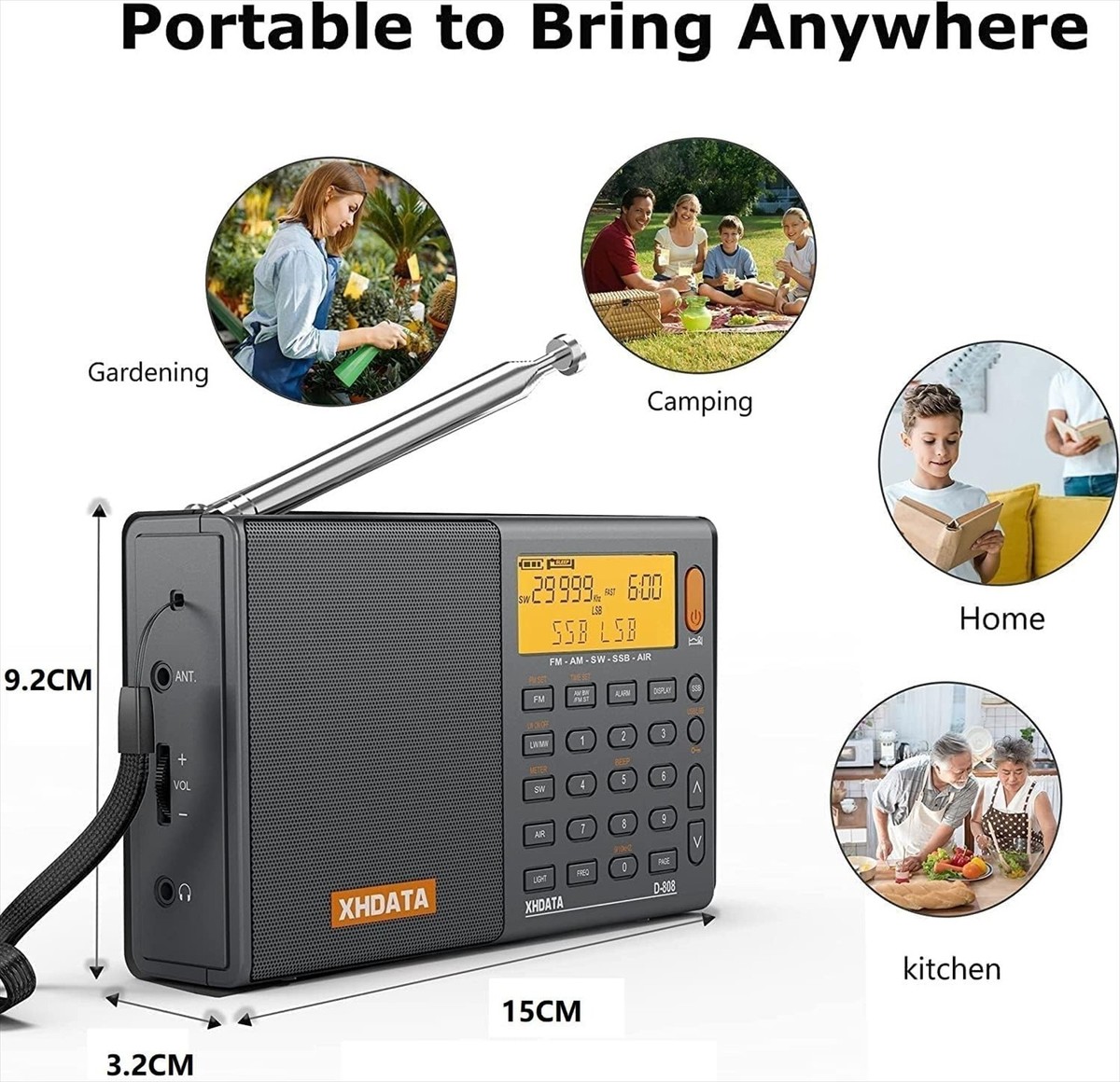 XHDATA D-808 FM / AM / SW / LW AIR SSB DSP RDS Radio World Band