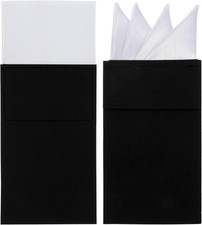 2Pcs White Pocket Squares for Men, Prefolded Handkerchiefs for Suit, Tuxedo Acce