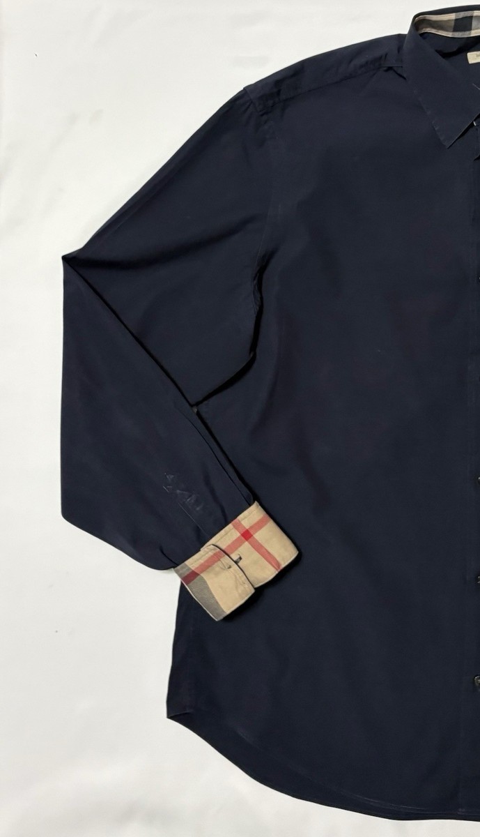 BURBERRY Shirt Navy Blue Large L | eBay