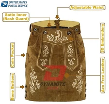 New  German Bavarian Trachten Leather Women Oktoberfest Hand Crafted Skirt