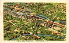 1945, Bird's Eye View of CHEVROLET Motor Company Plant, FLINT, Michigan Postcard