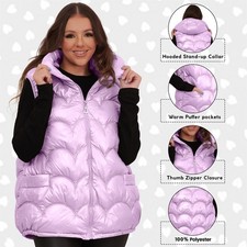 Womens Ladies Long Line Hooded Puffer Gilet Jacket Padded Vest Top Body Warmer