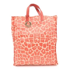 FENDI Canvas Leather Leopard Tote Bag Hand Bag Pink 8BH173 Authentic Used F/S