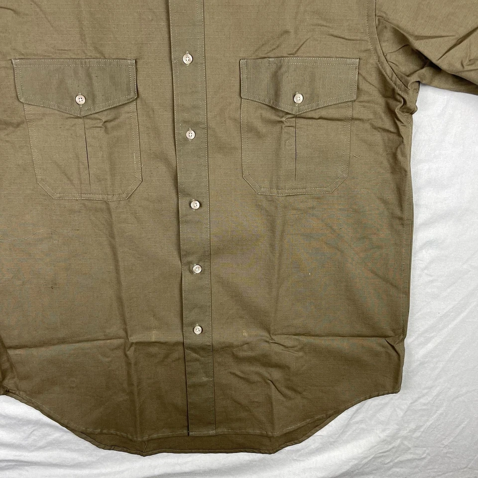 Woolrich Safari Shirt Men Medium OD Green Outdoor Rip Stop Epaulets Tactical - Image 4 of 4