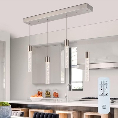 Pendant Light Kitchen Island with Remote Control & Dimmable, Modern Brushed Nick