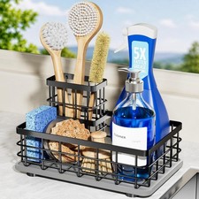 Extra Large Kitchen Sink Caddy Organizer, Stainless Steel Sponge Holder for Kitc