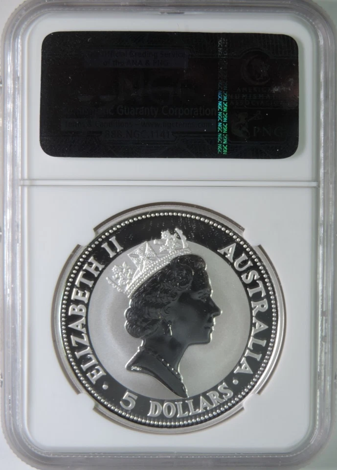 1991 Australia Kookaburra 1oz .999 Silver $5 Coin KM-138 NGC MS69 - Image 2 of 4