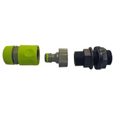 Water Butt Adaptor 1" BSP With Lime Quick Hose Release with 1/2" Hose Connector